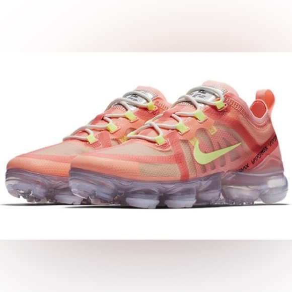 Nike Air VaporMax 2019 Pink Tint Neon Rubber Pods Ripstop Running Shoes Sneakers - Picture 4 of 11